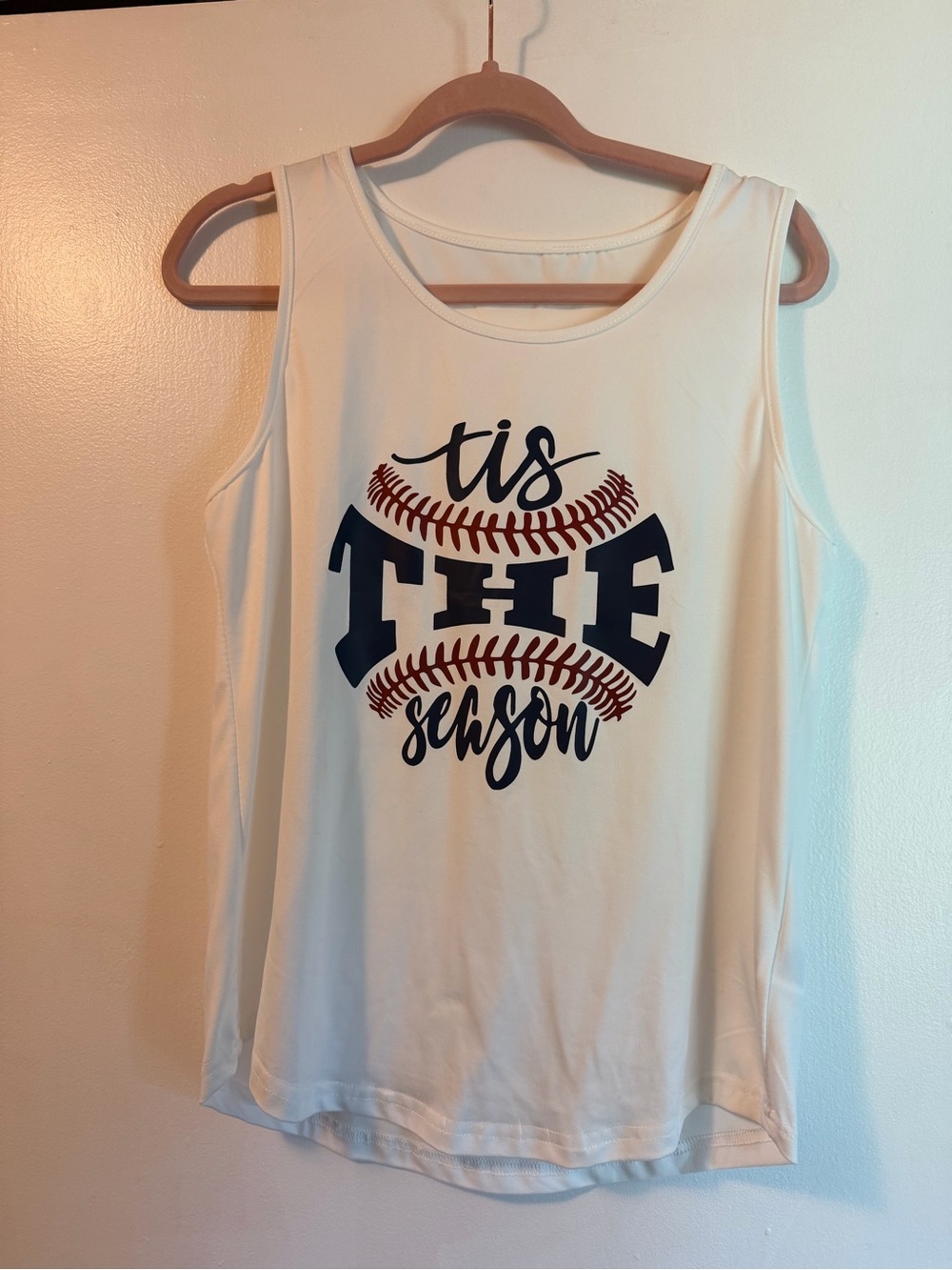 Women’s White Sleeveless Baseball 'Tis The Season Graphic Tank